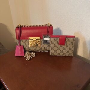 Gucci Red and Tan Crossbody Bag Set